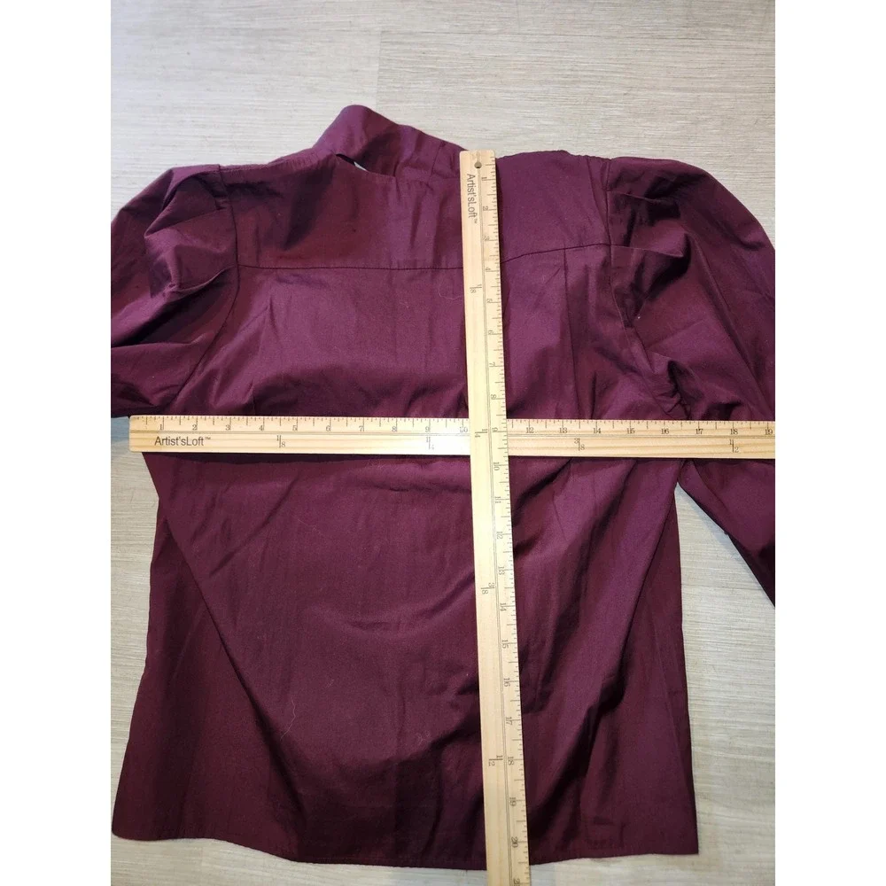Madewell NEW V-Neck Tie-Neck Button-Front Top Burgundy XXS‎ Luxury Minimalist